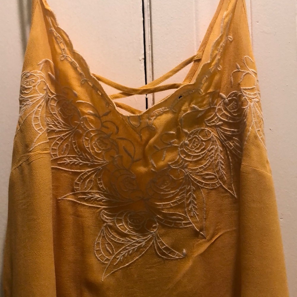 short yellow lace top